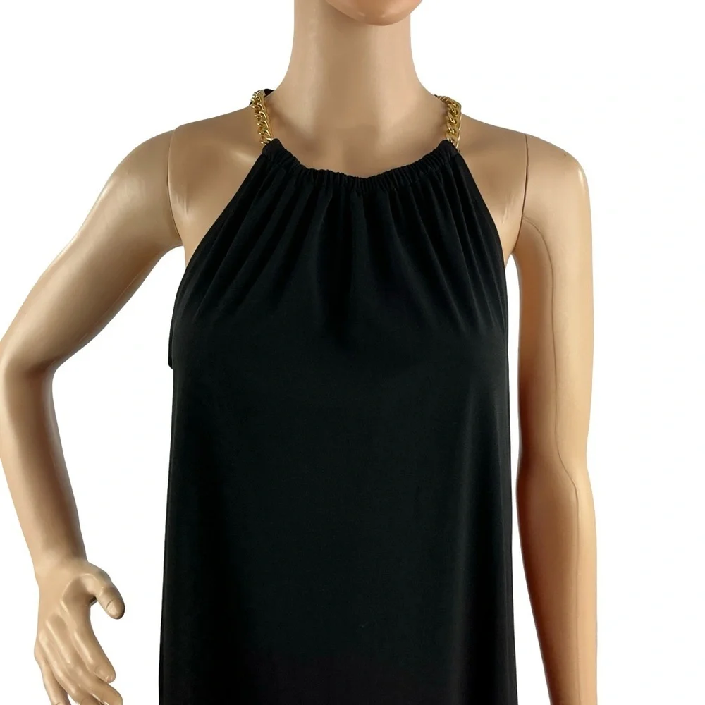 Michael Michael Kors Black Chain Strap Cocktail Shift Dress Size M
